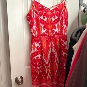 B Darlin Red and Orange Patterned Dress